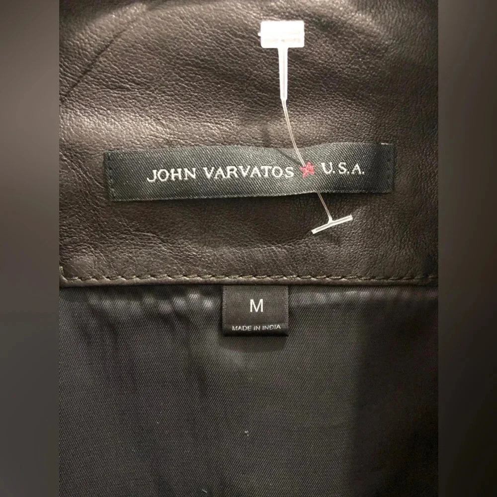 John Varvatos Men's Long Sleeve Steven Leather Shirt Jacket Snap Zip Front Black - Picture 6 of 11